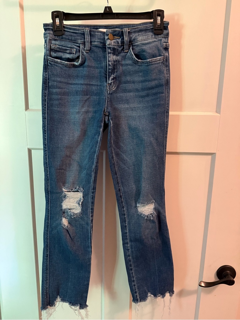 Flying Monkey Distressed Blue Cropped Jeans